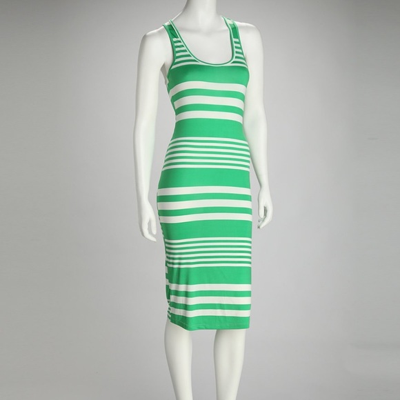 Dresses & Skirts - Green and White Stripe Bodycon Dress